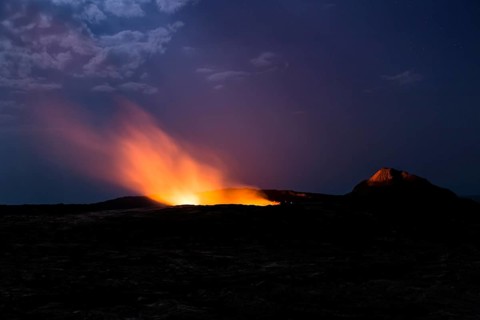 Eruption at night