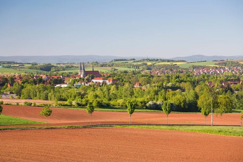 City view with church St. Cyriakus