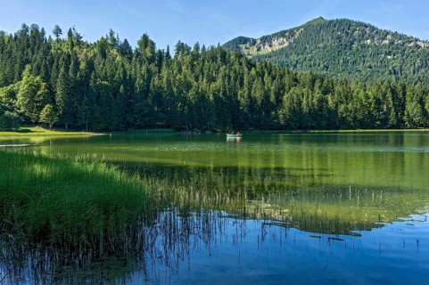 Spitzingsee with rowboat