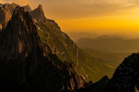 Santis massif at sunset