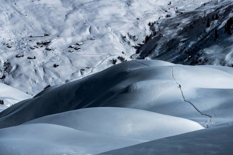 Ski mountaineers in winter landscape