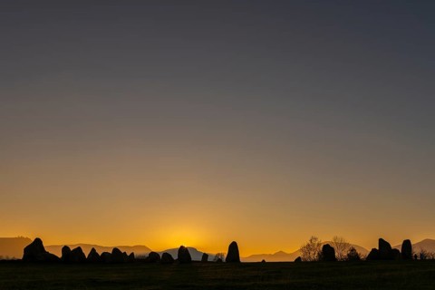 Stone circle at sunset