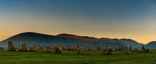 Stone circle at blue hour