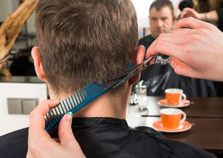 Man having haircut