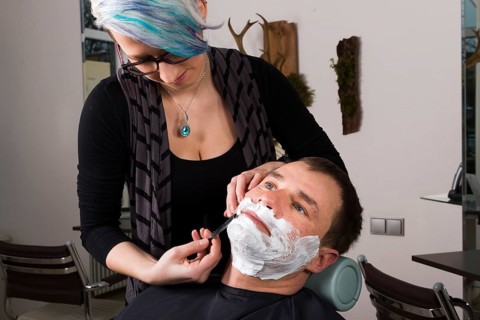 Man having wet shave