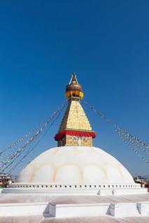 Buddhist stupa with prayer flags