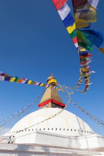 Buddhist stupa with prayer flags