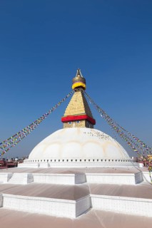 Buddhist stupa with prayer flags