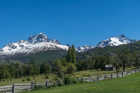 Mountain massif Cerro Castillo near Villa Cerro Castillo