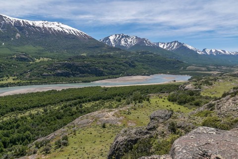 Wide valley of the Rio Ibanez near Villa Cerro Castillo
