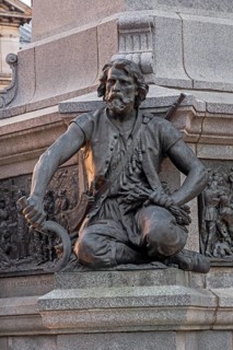 Charles Le Moyne figure at the memorial of Paul Chomedey de Maisonneuve