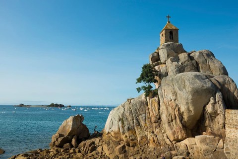 Beach and chapel on rocks