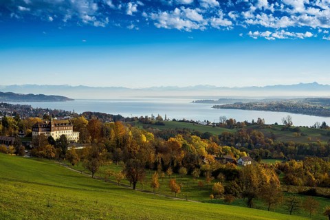 View over Lake Constance in autumn