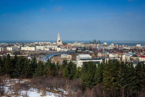 View over Reykjavik with church Hallgrimskirkja