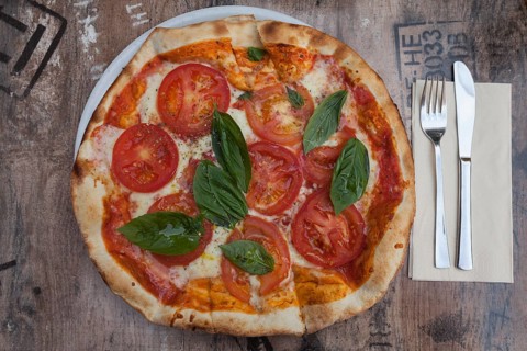 Pizza Margherita on plate