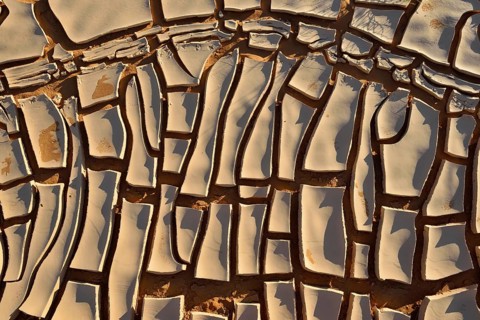 Broken surface of a dry claypan