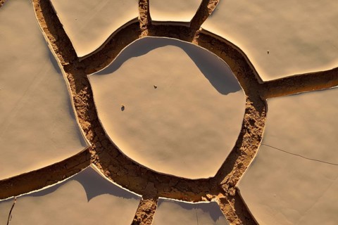Broken surface of a dry claypan