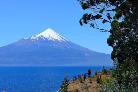 Volcano Osorno with snow cap at Lago Llanquihue