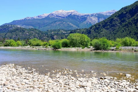 Landscape with mountains at Rio Futaleufu