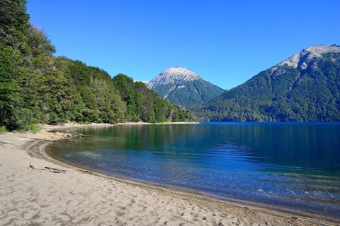 Sandy beach beach at the lake