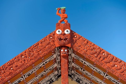 Wooden gable with traditional carving