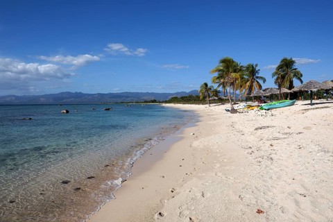 Tropical beach with palm trees at Playa Ancon