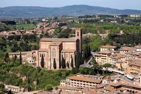 View of Basilica of San Domenico from Torre del Mangia