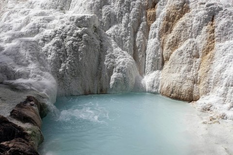 White mineral deposits
