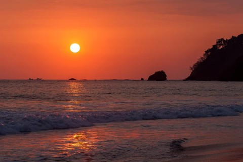 Red glowing sunset over the sea