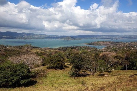 View of Arenal Lake with cloudy sky