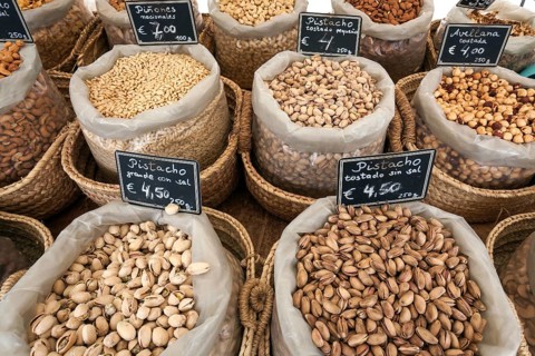 Various nuts for eating