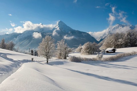 Winter landscape with view of the Watzmann