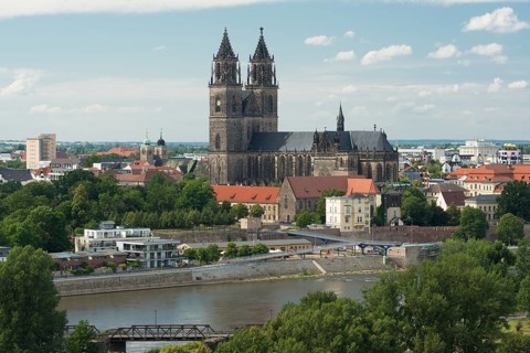 Cityscape with Magdeburg Cathedral and Elbe