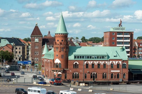 Historic train station at the ferry terminal