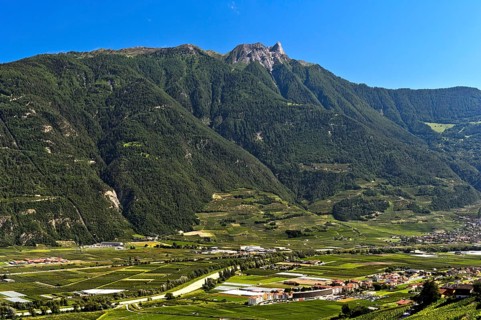 The Pierre Avoi summit rises above the Rhone valley at Saxon