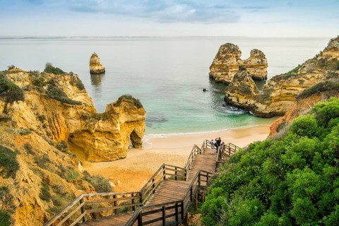 Camilo Beach with wooden walkway to the sandy beach