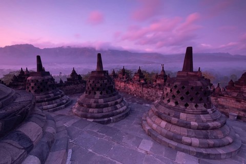 Borobudur temple at sunrise