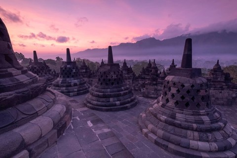 Borobudur temple at sunrise