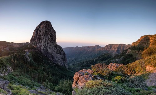 Roque de Agando rock tower at sunrise
