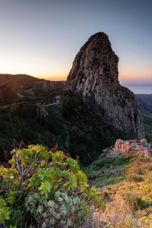 Roque de Agando rock tower at sunrise