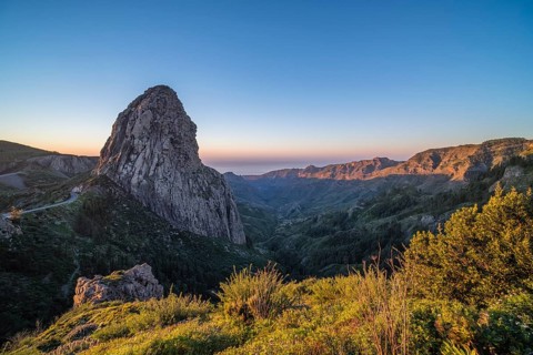 Roque de Agando rock tower at sunrise