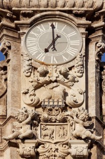 Baroque tower clock of the church Real Iglesia de los Santos Juanes