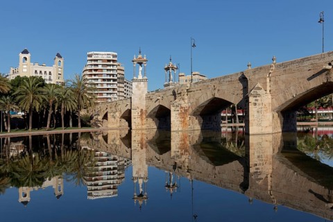 Historical bridge with statues of saints