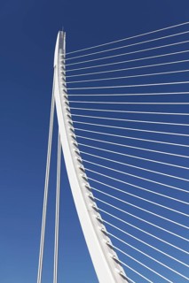Harp-shaped cable-stayed bridge