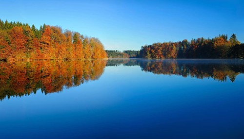 Silent lake in autumn