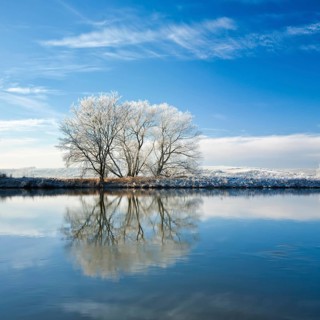 Cold winter day at the river Saale