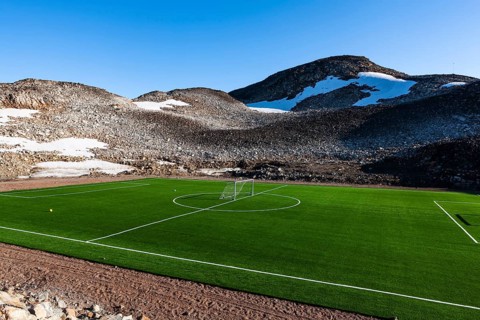 Football pitch with artificial turf