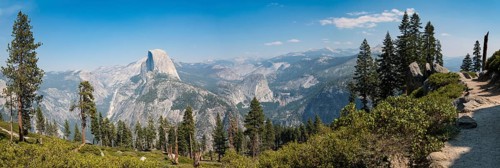 View from the trail to Glacier Point to Yosemite Valley with Half Dome