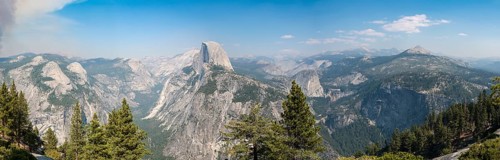 View from the trail to Glacier Point to Yosemite Valley with Half Dome