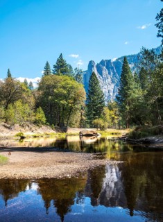 Mountains reflected in water